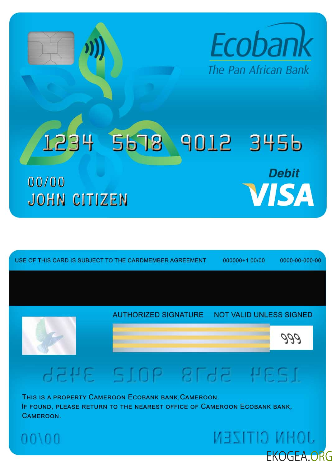 Carte de débit visa de la banque Ecobank du Cameroun